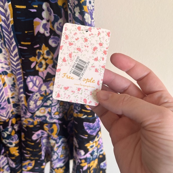 Free People NWT Women's Summer in Tulum Tunic Shirt Top Purple Floral Size Small - Picture 7 of 15